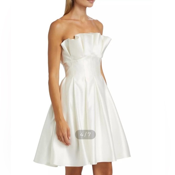 Amsale Dresses & Skirts - Amsale Pleated Bodice Ivory White Cocktail Dress Luxury Size 6